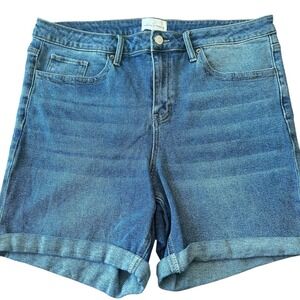 Poppy & Grace Blue Denim Shorts Women's Travel Vacation Cutoff Cuffed Size 14W